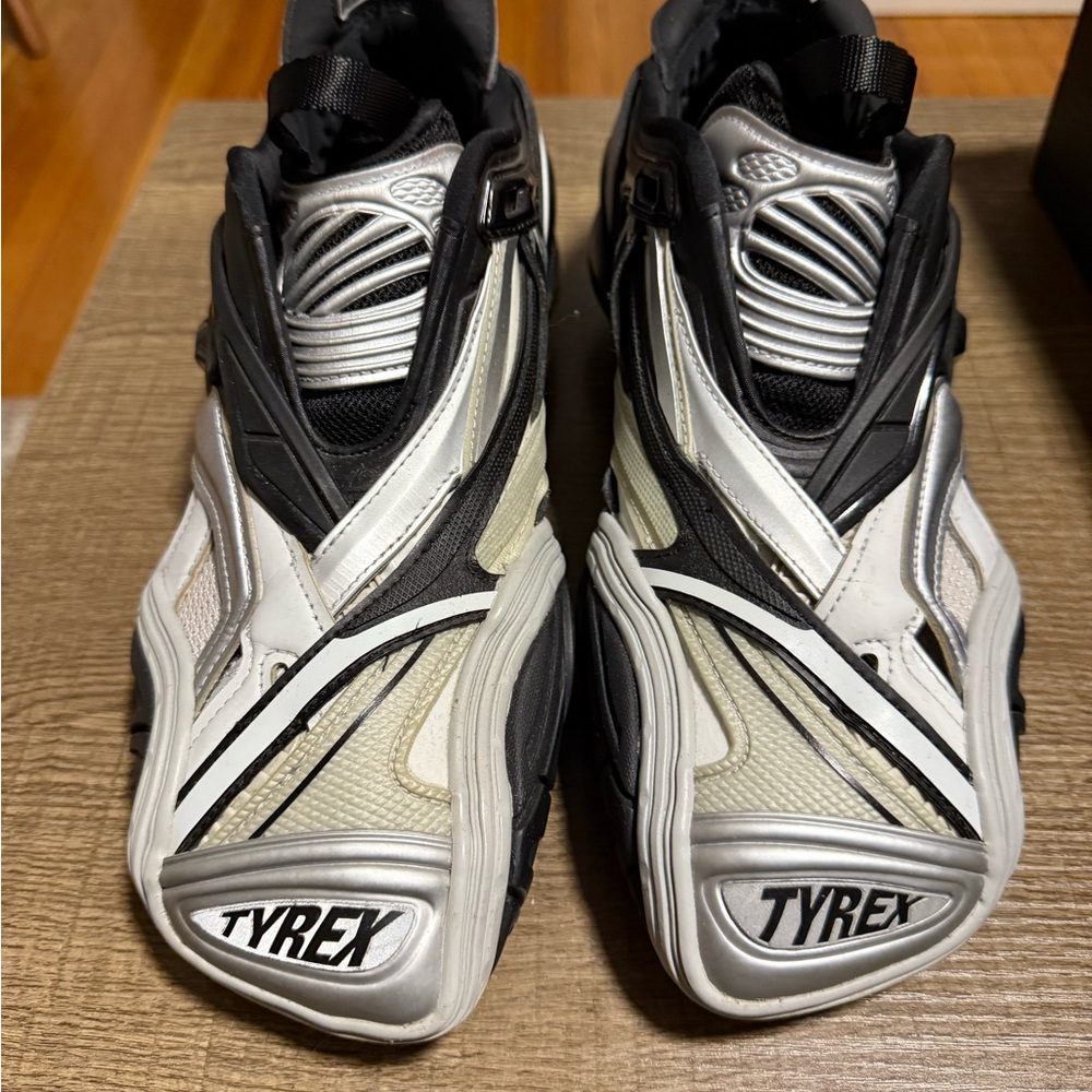 Balenciaga Black and Silver Tyrex Sneakers